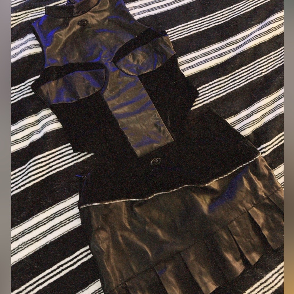 Luxe to Kill Crocodile Leather Black Mini Skirt Set